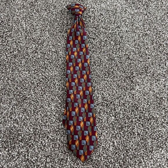 Boys Geometric Patterned Polyester Clip On Tie - Picture 1 of 6